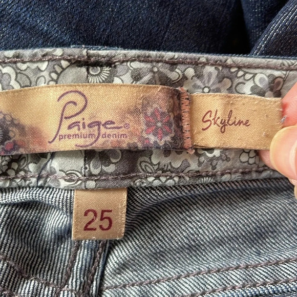PAIGE Premium Denim Skyline Skinny Jeans Blue Dark Wash Low Rise Ankle Length 25 - Picture 8 of 12
